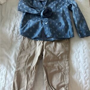 Ben Sherman Blue Shirt and Tan Pants Set